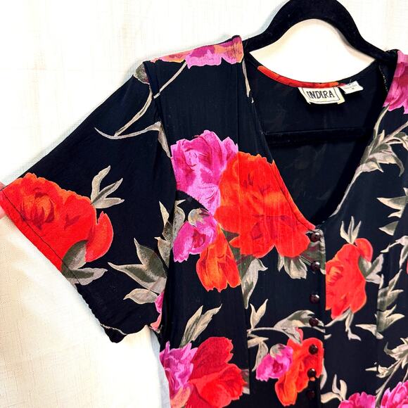 INDIRA Maxi Dress Size M Floral Flowy Grunge Cottage‎ Whimsigoth Romantasy Goth - Picture 3 of 12